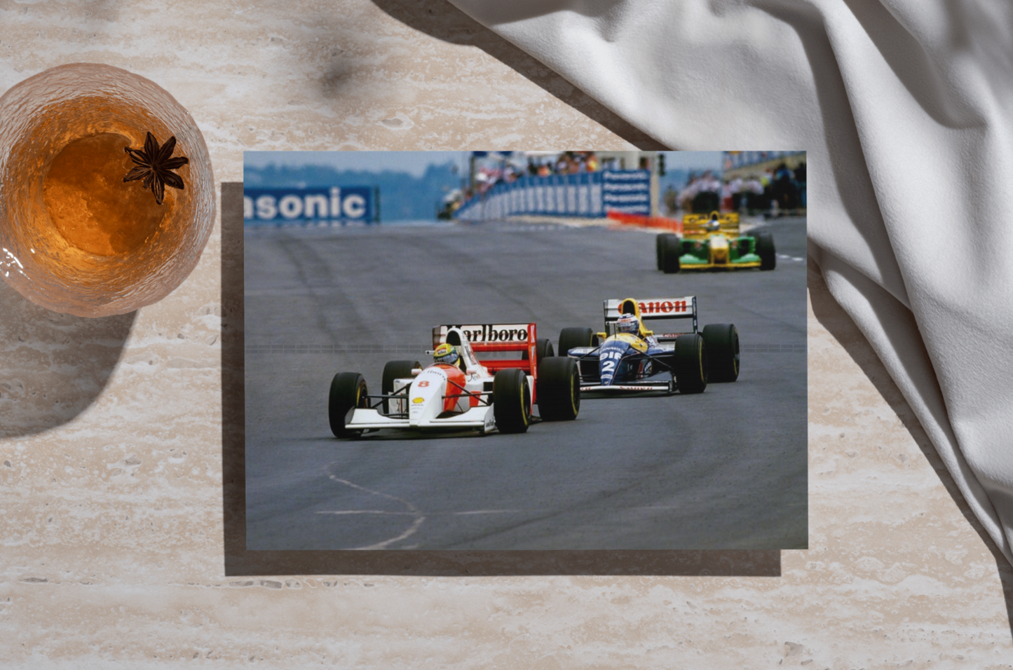 Photo Ayrton Senna & Alain Prost – GP d’Afrique du Sud (1993) – Duel F1 – 15x20