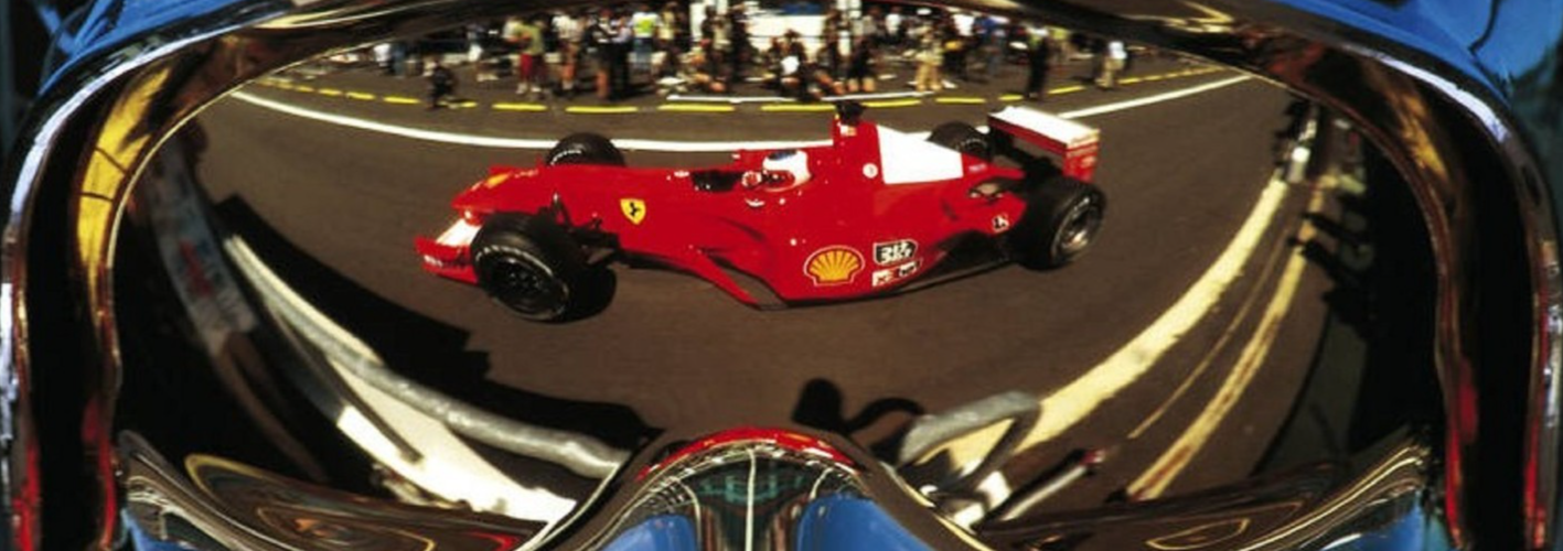 Photo Rubens Barrichello – Ferrari en Miroir - Vue à travers un Casque – 15×20