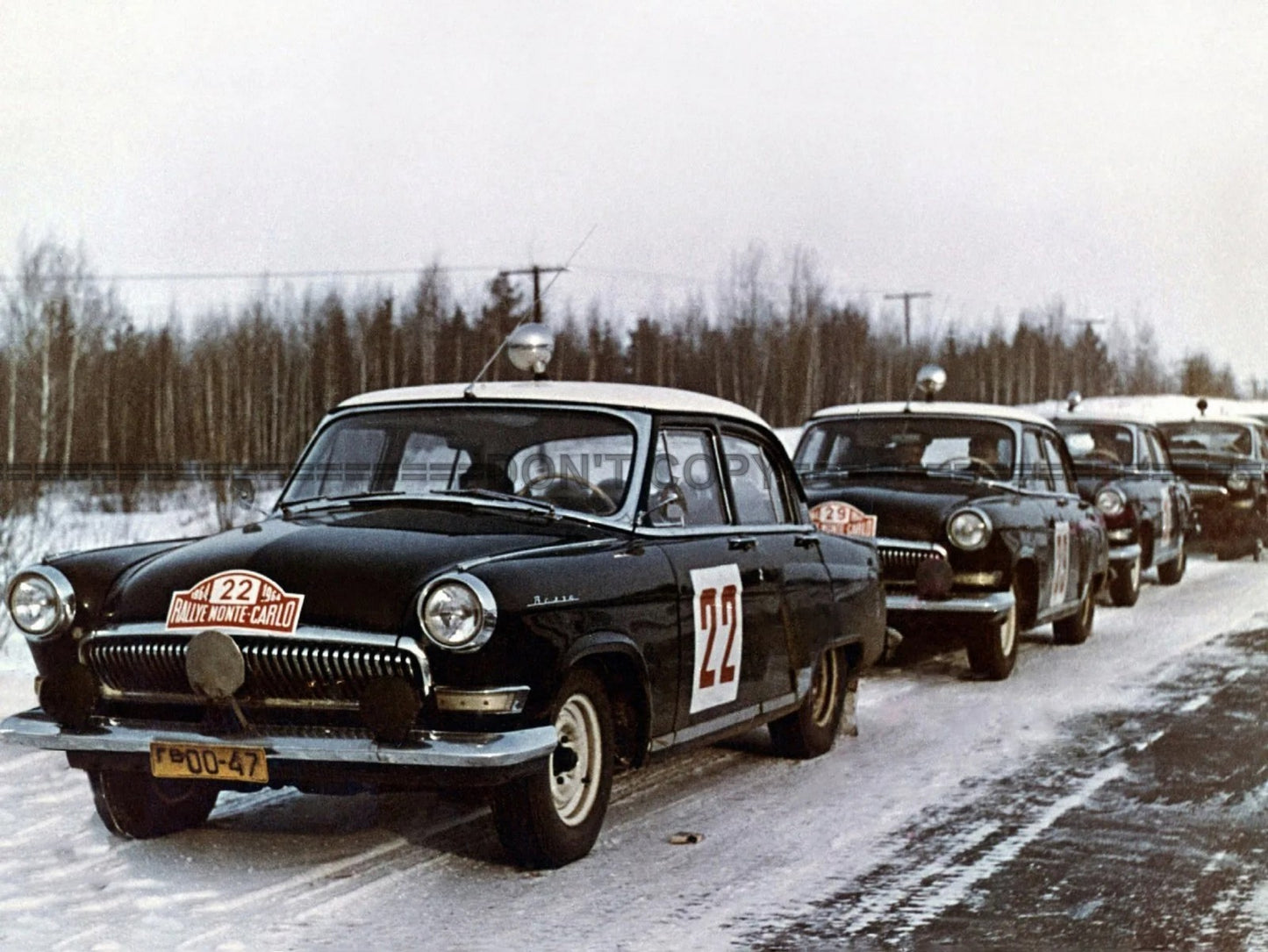 Photo Suchkov, Shchavelev – GAZ-21 Volga – Rallye Monte-Carlo Hiver 1964 – 15x20