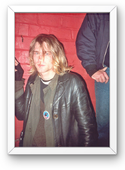 Photo Encadrée Kurt Cobain - Nirvana - Couleur - (Cadre Bois Blanc) - 15x20