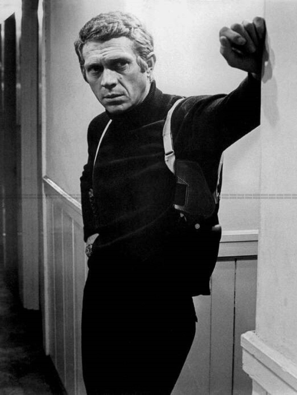Photo Steve Mcqueen - Frank Bullitt - Bullitt (1968) - Noir et blanc - 15×20