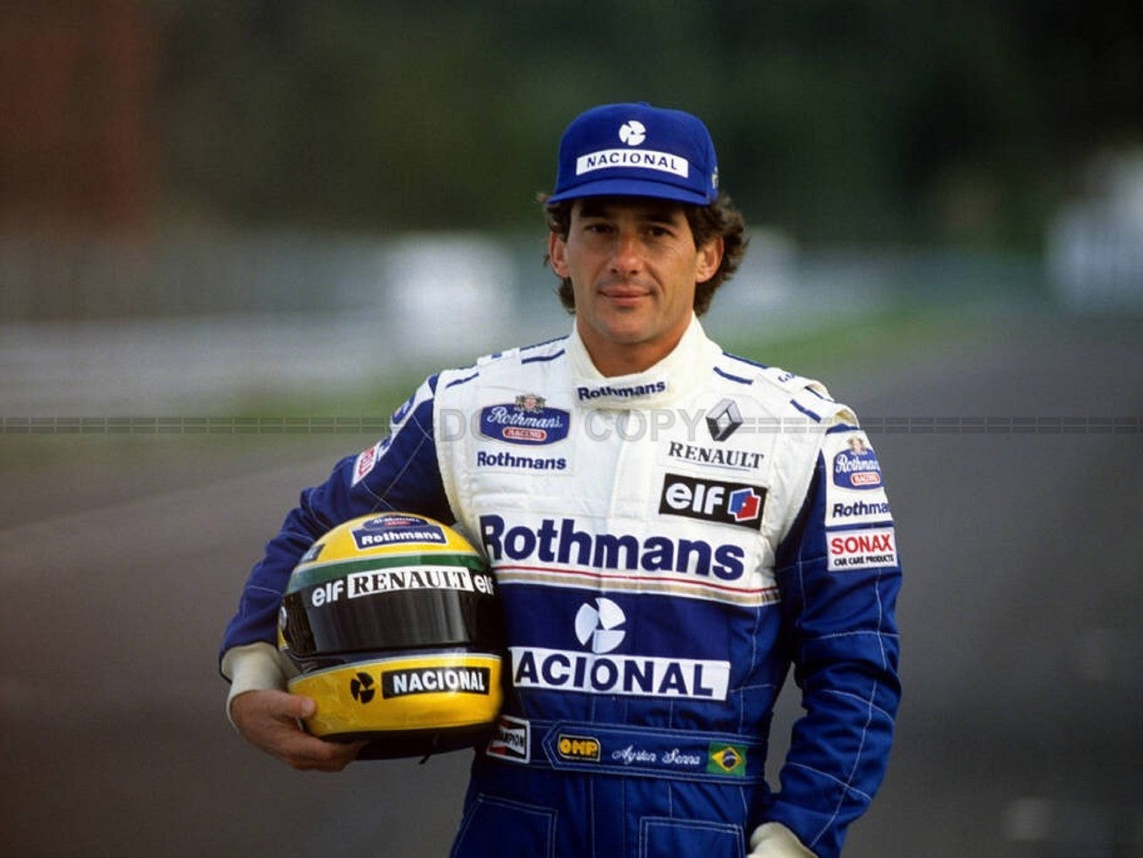 Photo Encadrée Ayrton Senna – Portrait F1 (1994) – Casque Nacional – 15×20