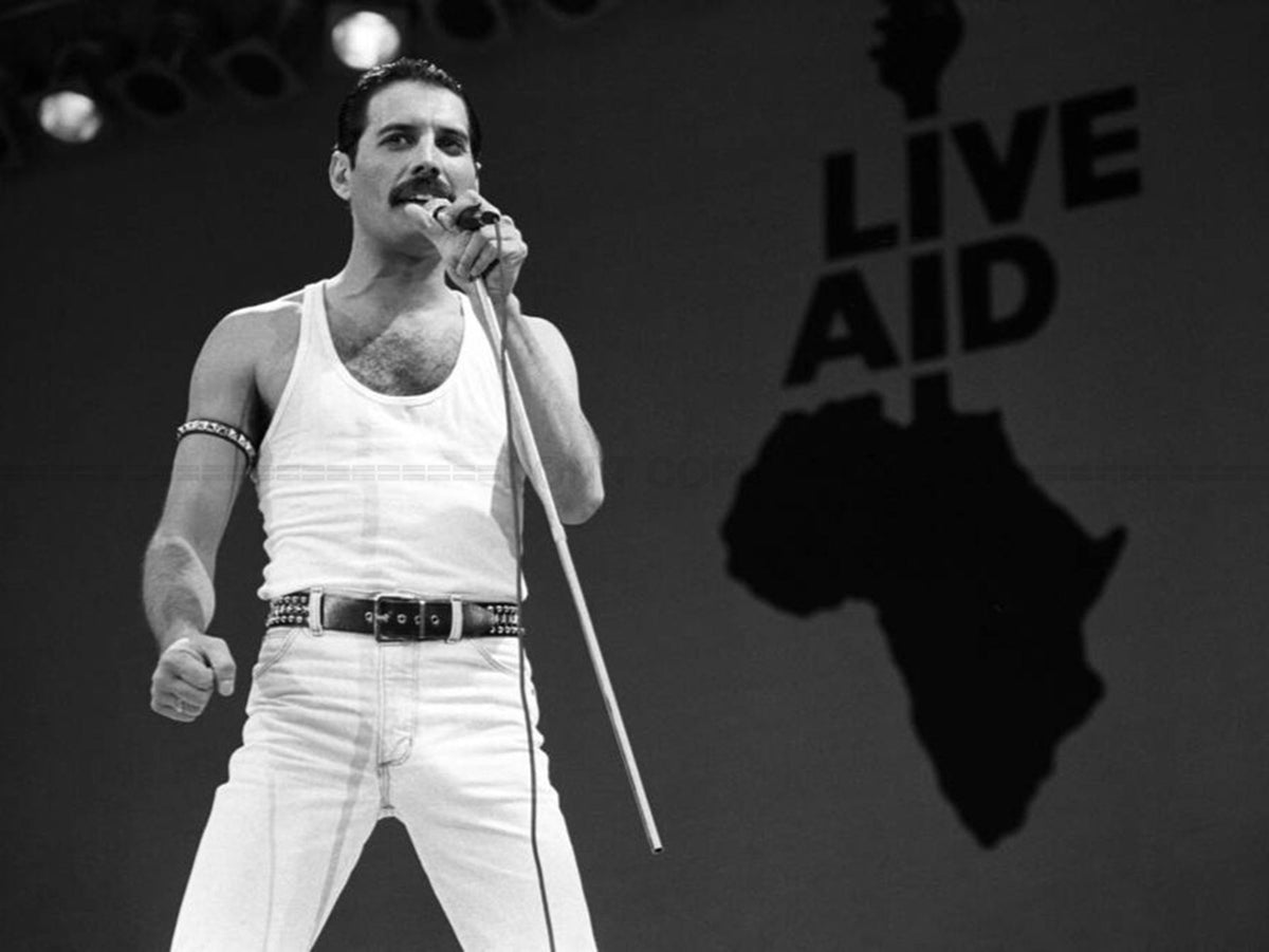 Photo Freddie Mercury - Live Aid - Concert caritatif à Wembley en 1985 - 15 x 20