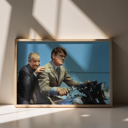 Photo Louis de Funès & Jean Marais – Fantômas (1964) – Scène Action Moto – 15×20