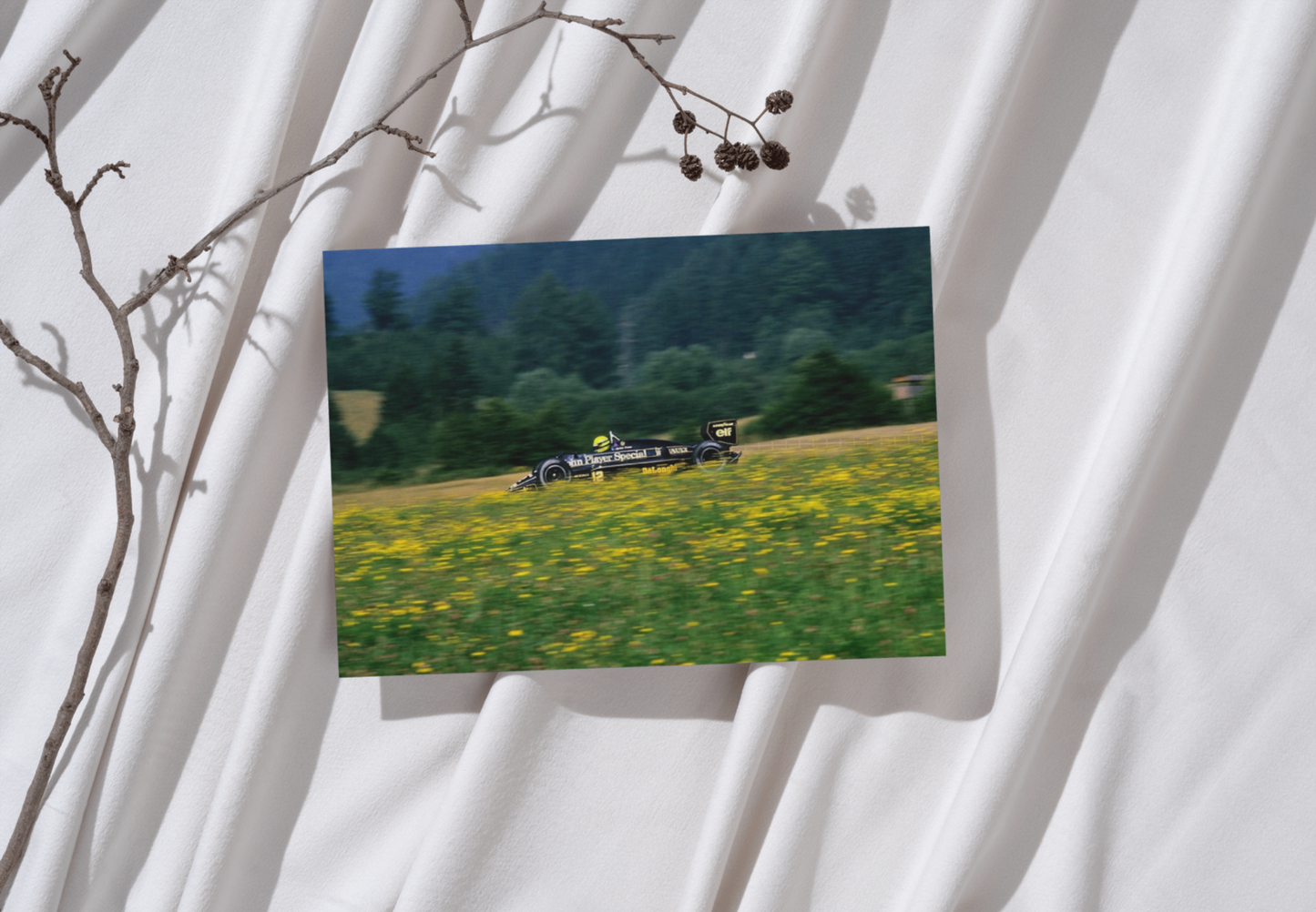 Photo Ayrton Senna – GP d'Autriche F1 1986 - Lotus JPS – Photo iconique – 15×20
