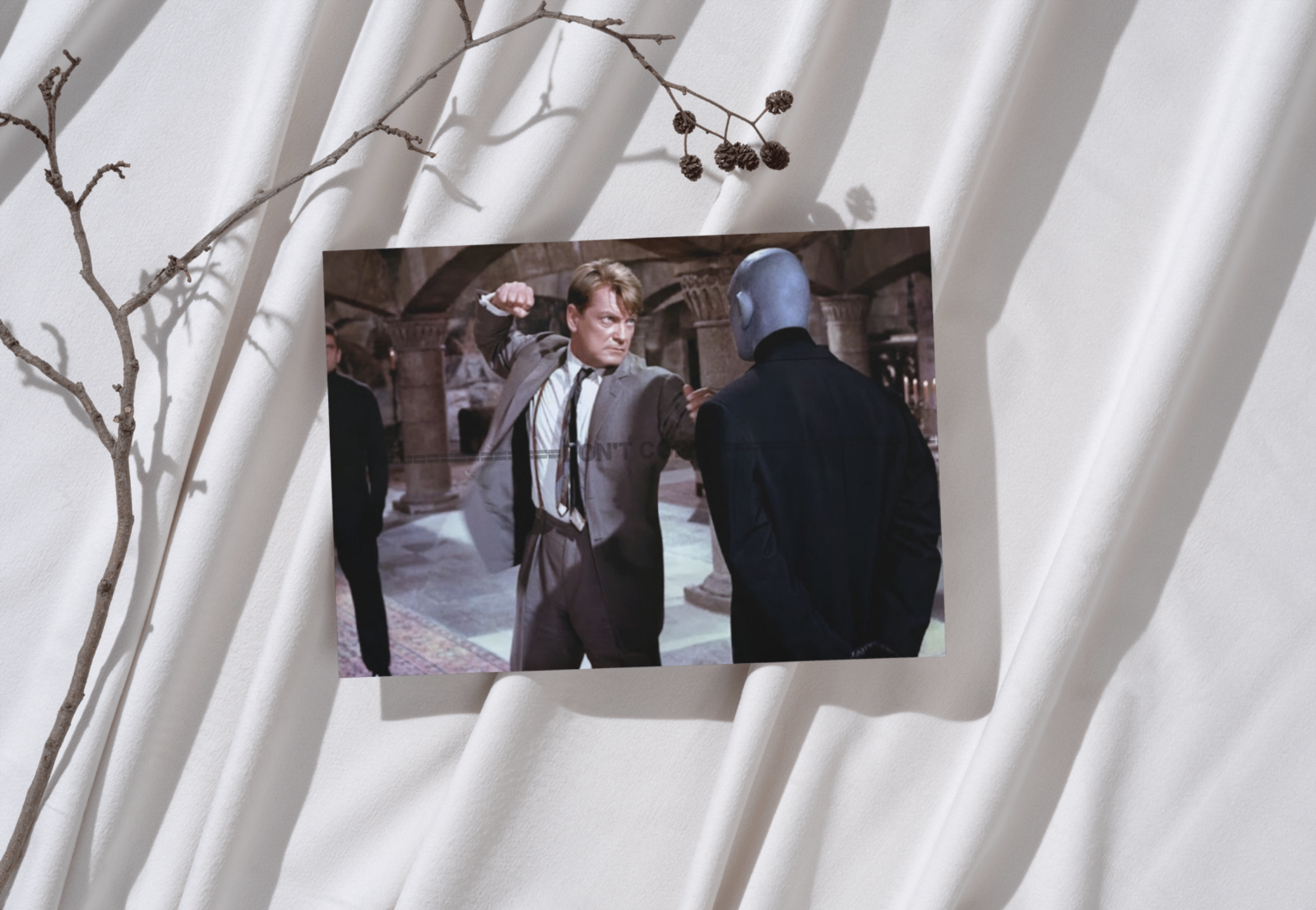 Photo Jean Marais – Fantômas (1964) – Combat Masqué – Scène Culte Cinéma – 15×20