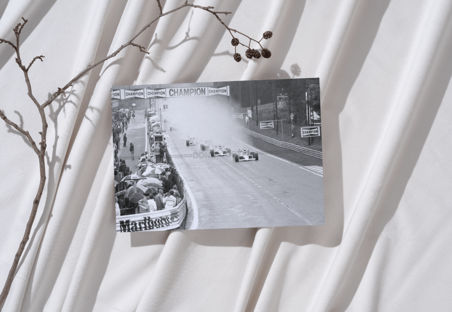 Photo Grand Prix Formule 1 1989 – Départ sous la pluie – Course Vintage – 15×20