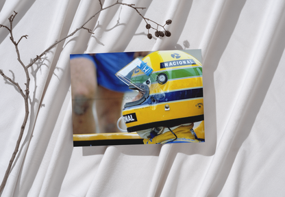 Photo Ayrton Senna – Casque iconique Nacional – F1 Jerez 1987 – Cockpit – 15×20