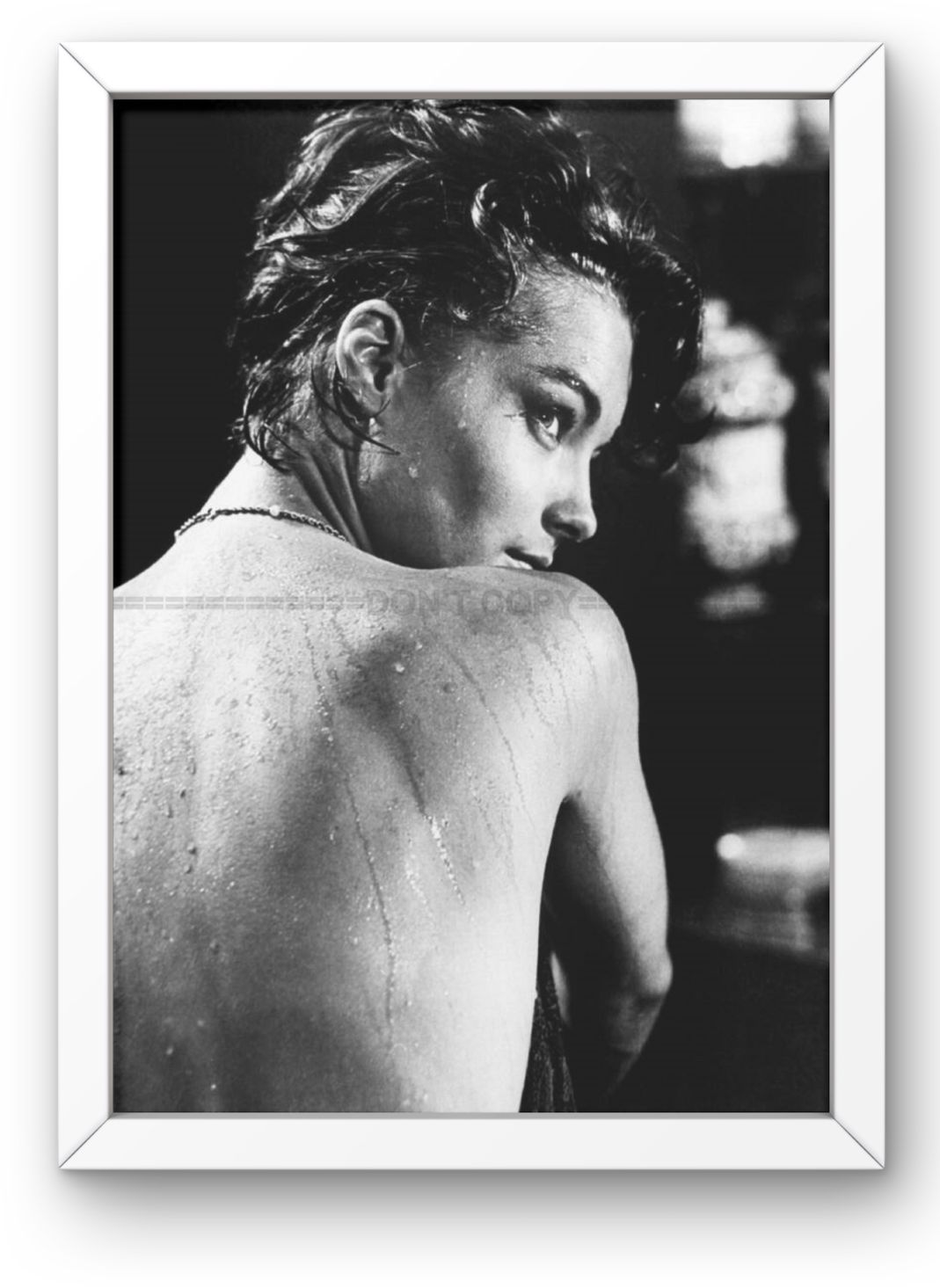 Photo Encadrée Romy Schneider - Noir et blanc - (Cadre Bois Blanc) - 15×20