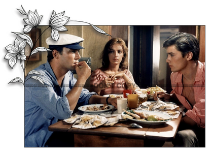 Photo A. Delon, M. Laforêt, M. Ronet – Plein Soleil 1960 – Scène Cinéma – 15×20
