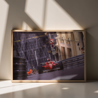 Photo Michael Schumacher – GP Monaco 1996 – Ferrari – Circuit mythique – 15×20