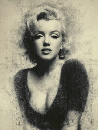 Photo Encadrée Marilyn Monroe - Noir et blanc - (Cadre Bois Blanc) - 15x20