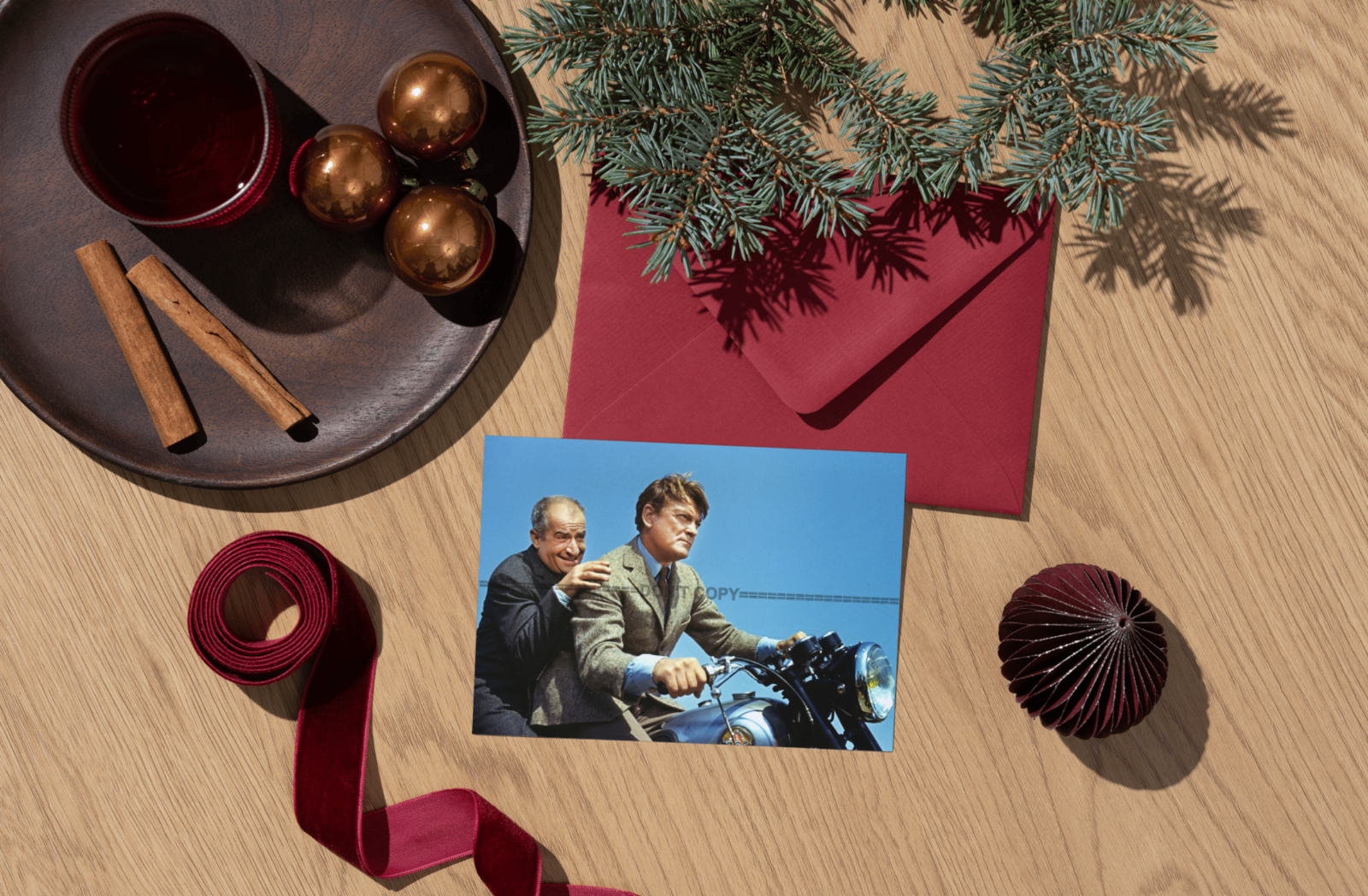 Photo Louis de Funès & Jean Marais – Fantômas (1964) – Scène Action Moto – 15×20