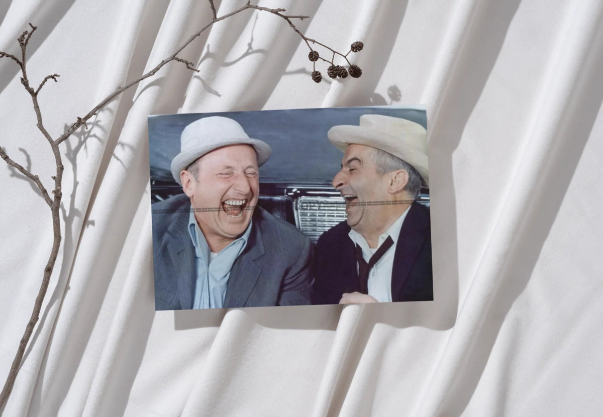 Photo Louis de Funès & Bourvil – Le Corniaud (1965) – Scène Culte Cinéma – 15×20