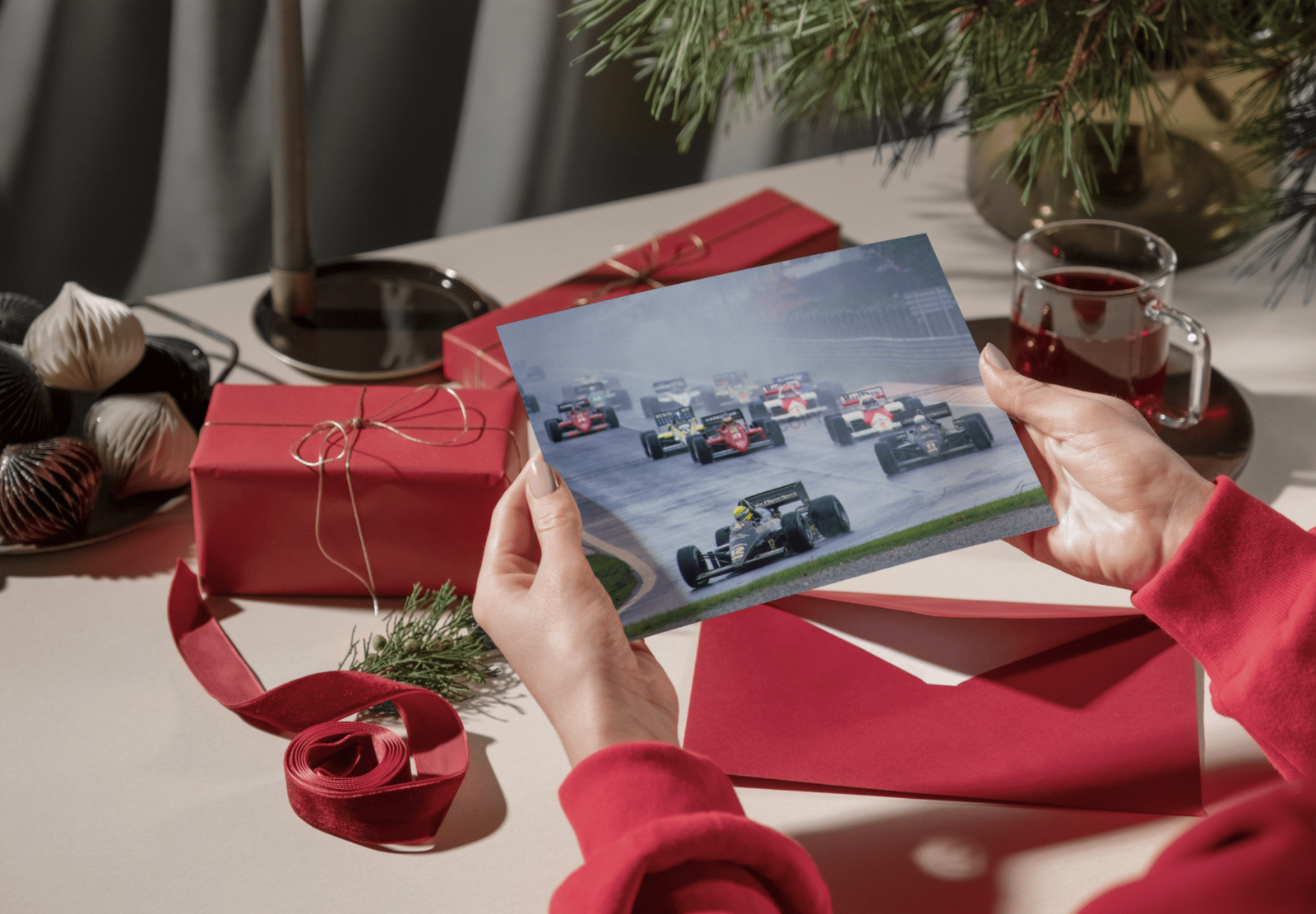 Photo Ayrton Senna – Estoril 1985 – Premiere Victoire F1 – Sous la pluie – 15×20