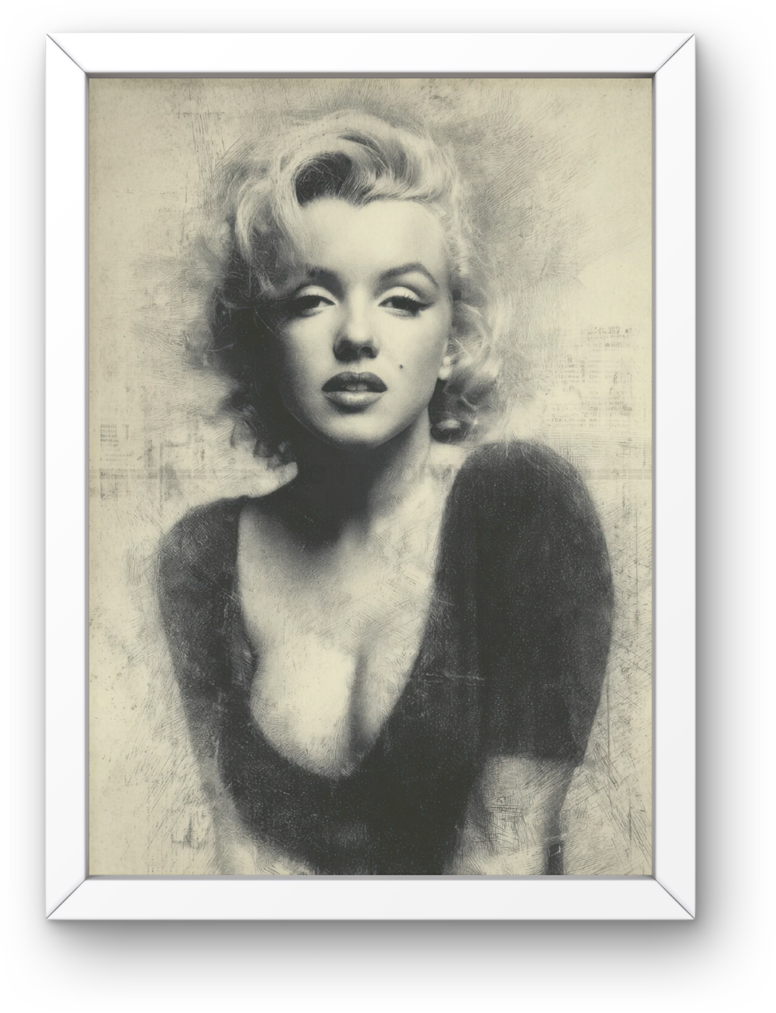 Photo Encadrée Marilyn Monroe - Noir et blanc - (Cadre Bois Blanc) - 15x20