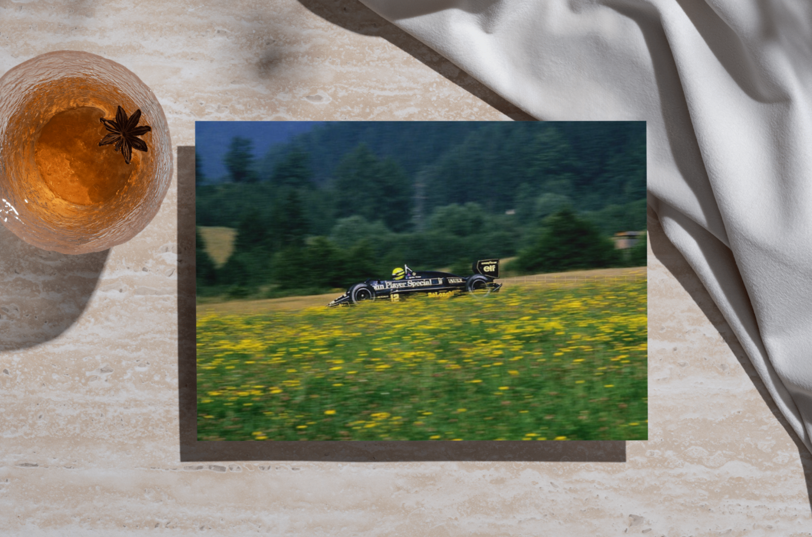 Photo Ayrton Senna – GP d'Autriche F1 1986 - Lotus JPS – Photo iconique – 15×20